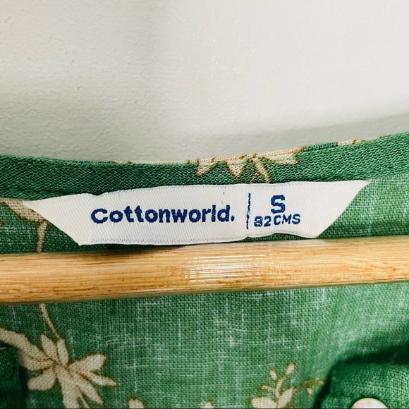 VINTAGE | Floral Cottage Core Long Sleeve Lace Hem Button Down Midi Dress - Picture 8 of 9